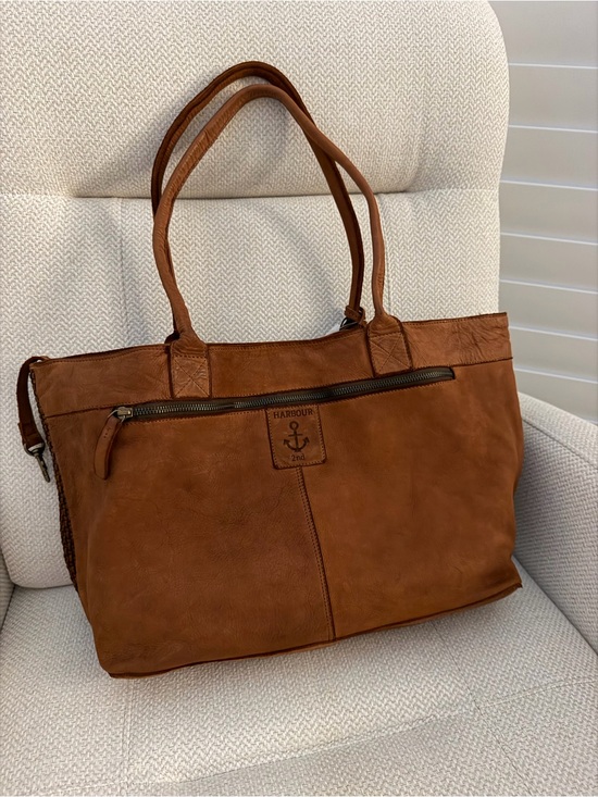 Harbour 2Nd Handbags - Harbour 2nd Cognac Leather Woven Tote Shopper Bag NWT